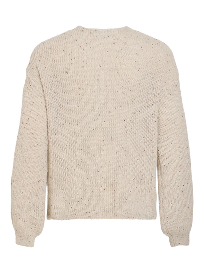 VL VISULVANA REV V-NECK L/S KNIT -Super Light Grey Melange MULTI LUREX