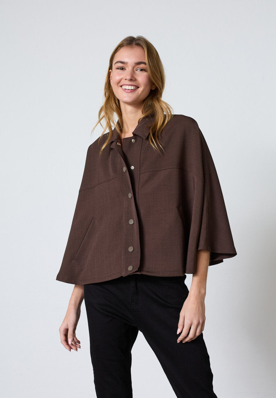 SP Garwin-cape cardigan - chocolate