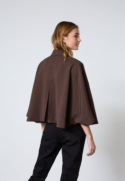 SP Garwin-cape cardigan - chocolate