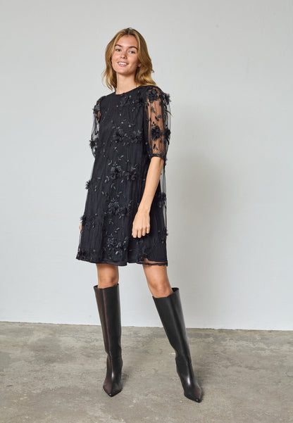 SP GEMBA Dress - sort m/blomster