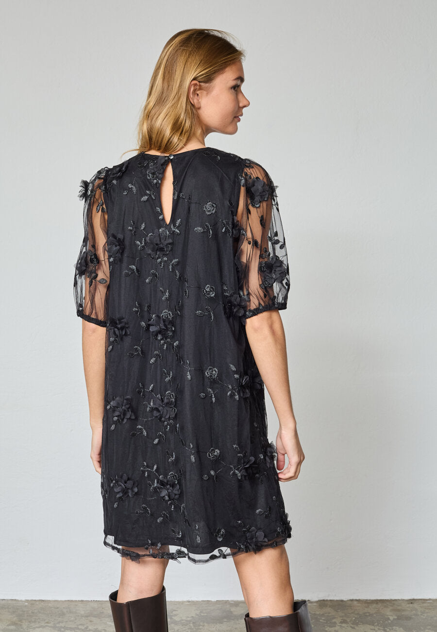 SP GEMBA Dress - sort m/blomster