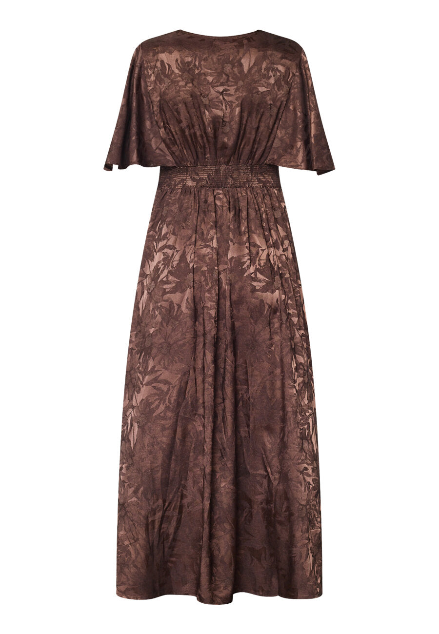 SP GISELA-DR23 kjole - Brown Flower