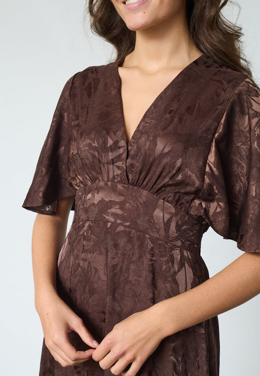 SP GISELA-DR23 kjole - Brown Flower