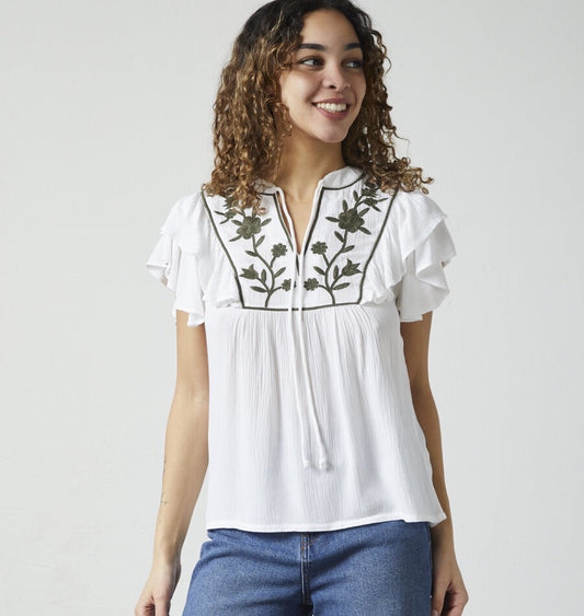 SP IMSA-SS bluse - hvid m/broderi