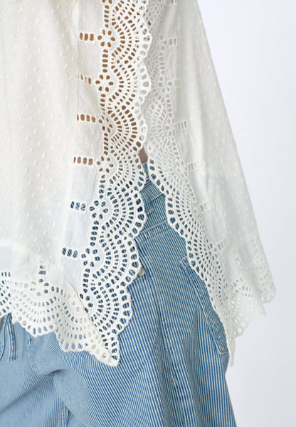 SP IRIS-ST Top m/broderi - hvid