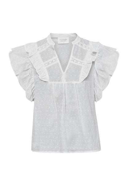 SP VENISA-SS - bluse hvid m/detaljer
