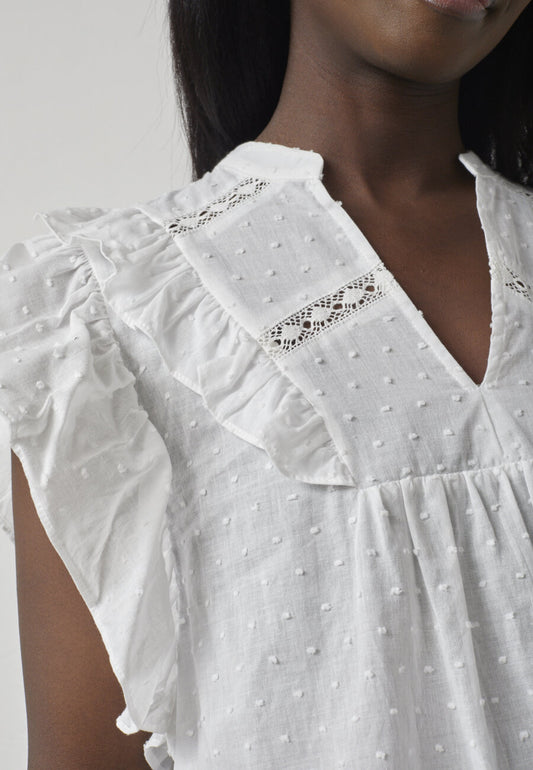SP VENISA-SS - bluse hvid m/detaljer