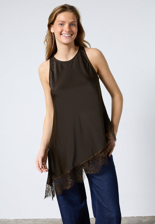 SP VIOL-TA satin top - lang - chocolate