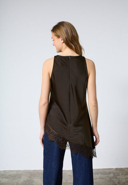 SP VIOL-TA satin top - lang - chocolate