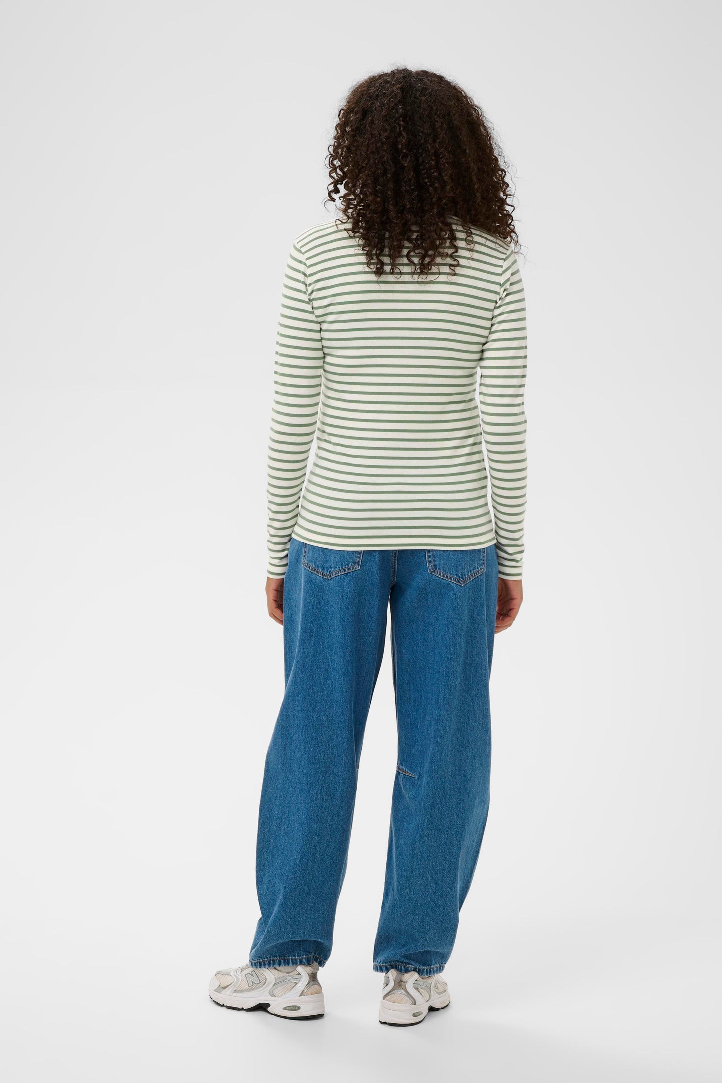 KA Liddy T-shirt m/lange ærmer - grøn/hvid strib