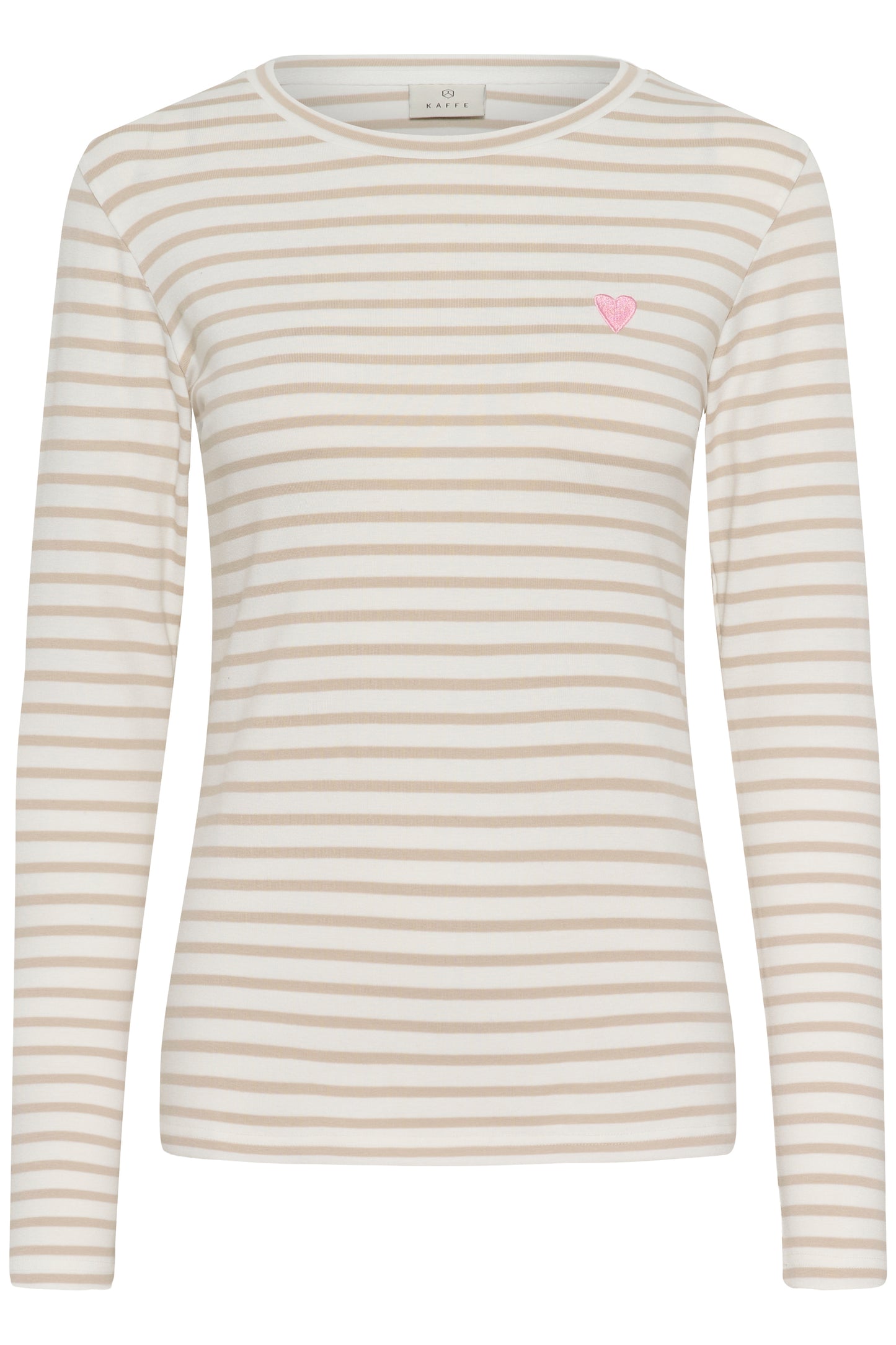KA Liddy T-shirt m/lange ærmer - hvid/beige striber