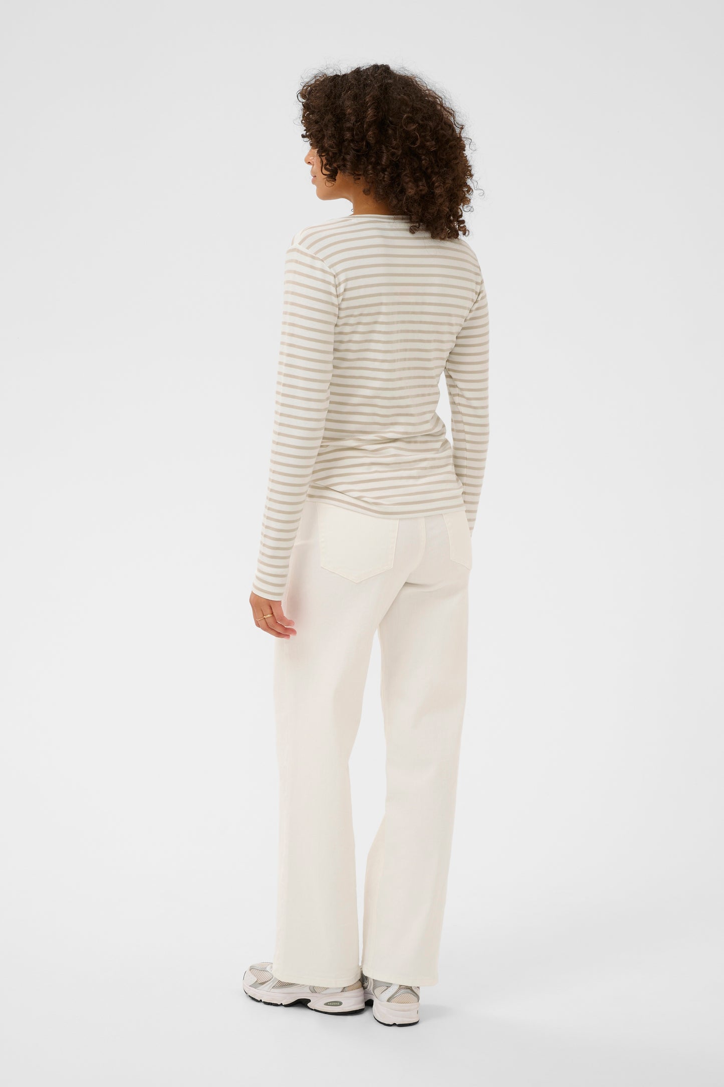 KA Liddy T-shirt m/lange ærmer - hvid/beige striber