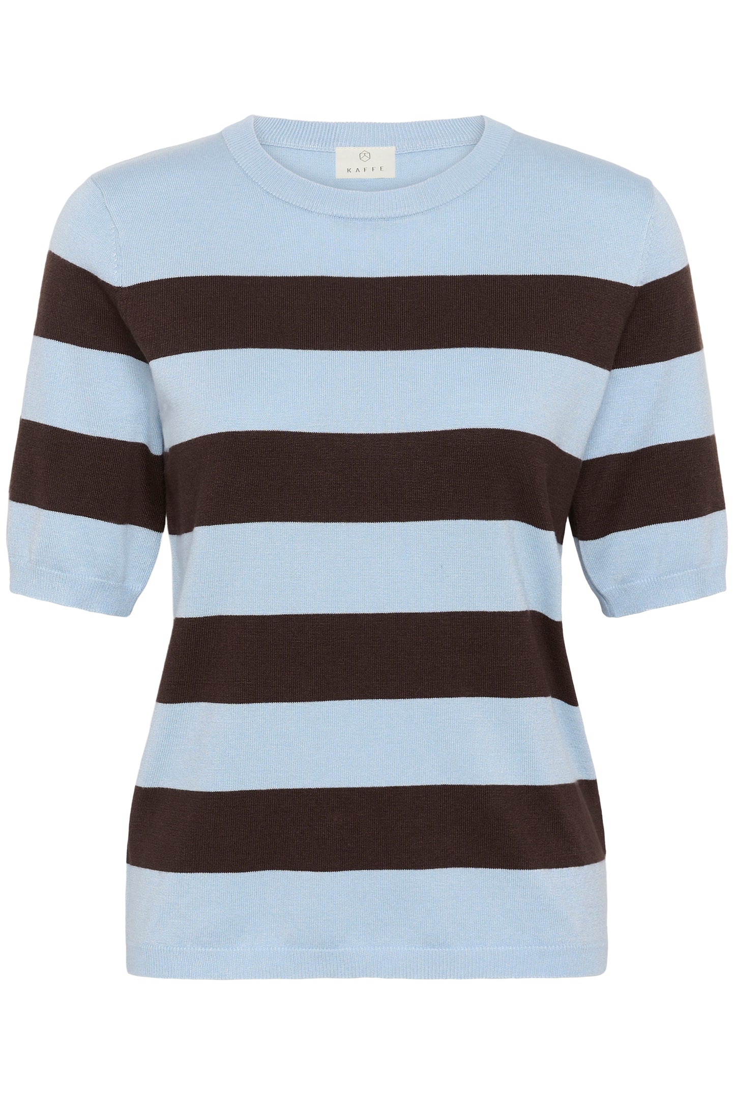 KA Lizza striped blue fog/brown knit m/korte ærmer