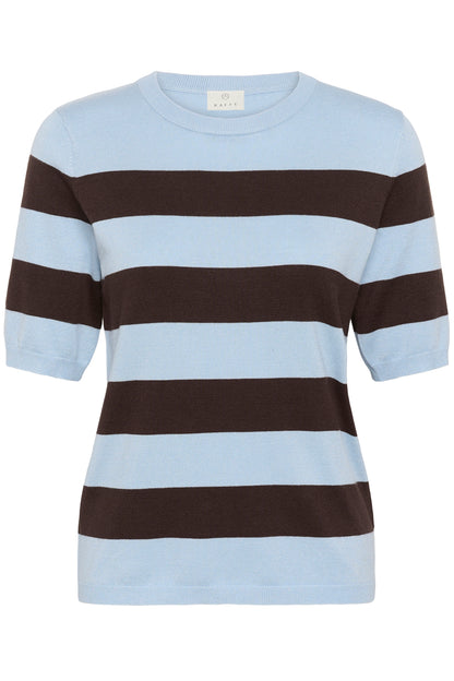 KA Lizza striped blue fog/brown knit m/korte ærmer
