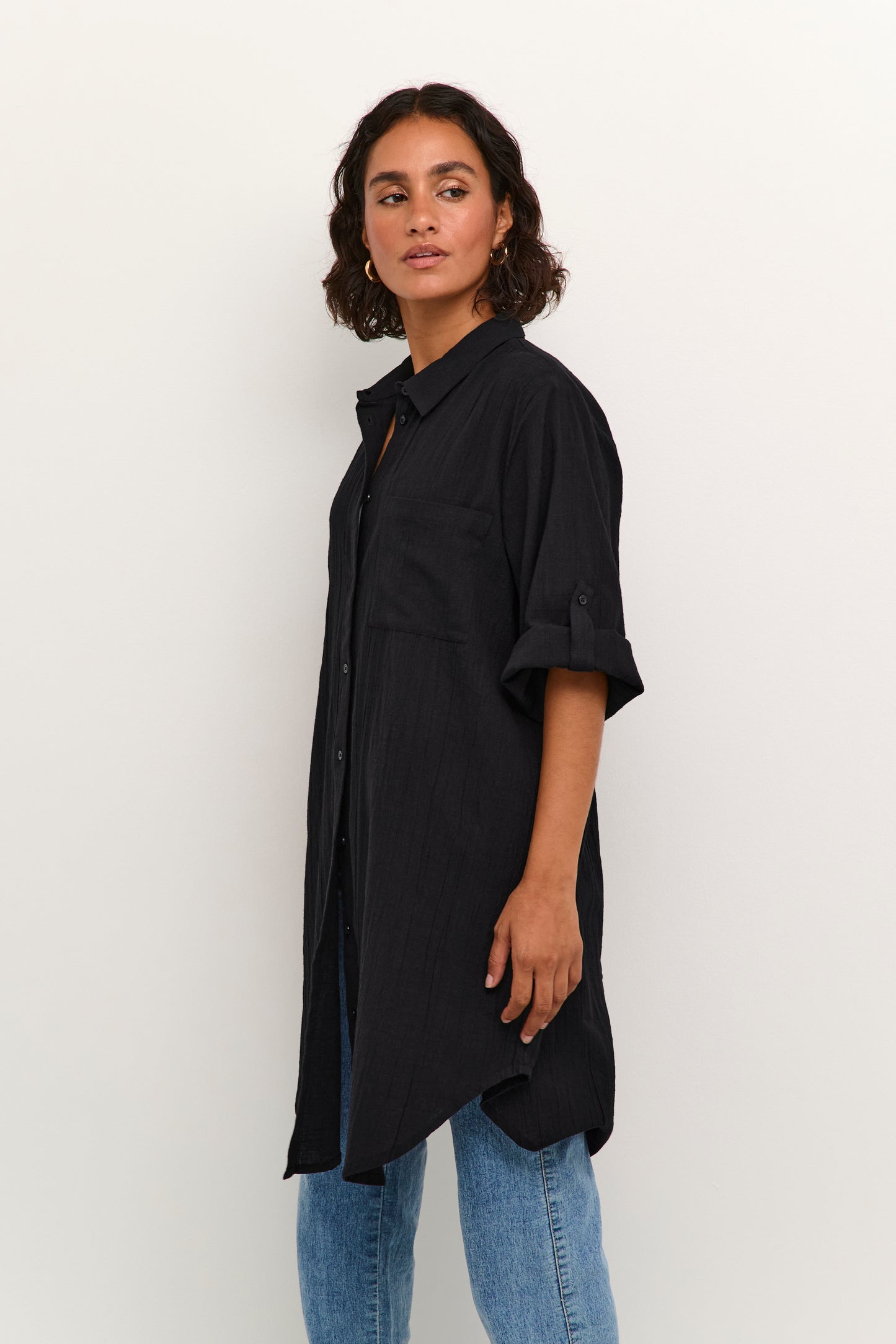 KA Pauline Shirt dress – sort 3/4 ærmer