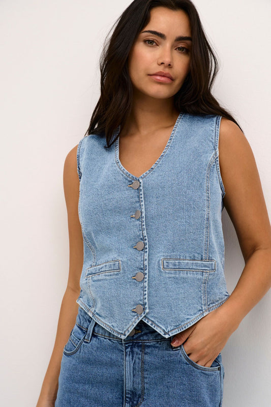 KA Babeth denim vest – light blue wash