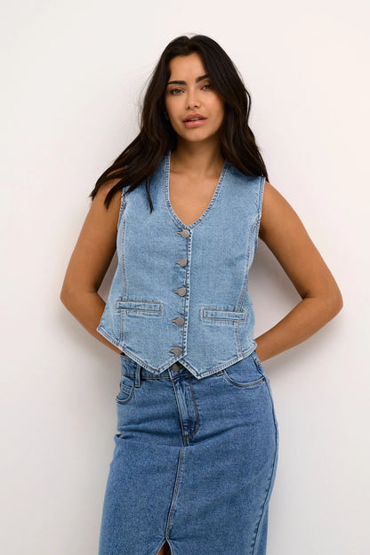 KA Babeth denim vest – light blue wash