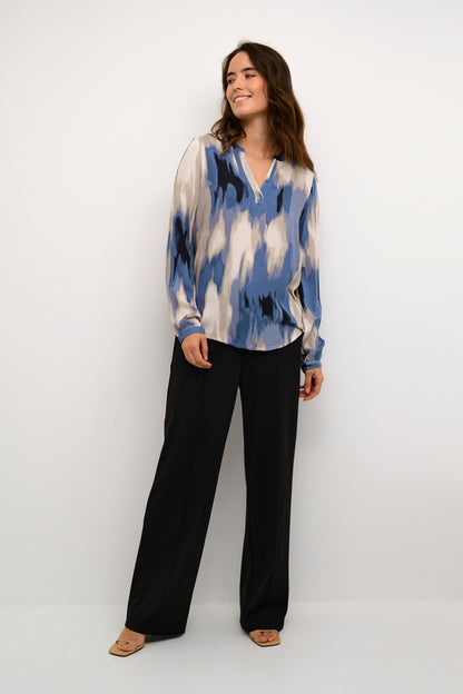 KA Beathe Blouse – Blue Abstract Print