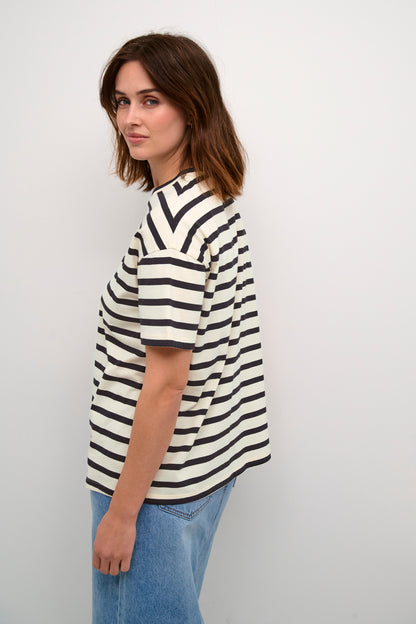 KA T-shirt bluse - Heidi - offwhite/black