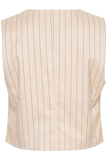 KA Agathe waistcoat - sand/black pin stripe