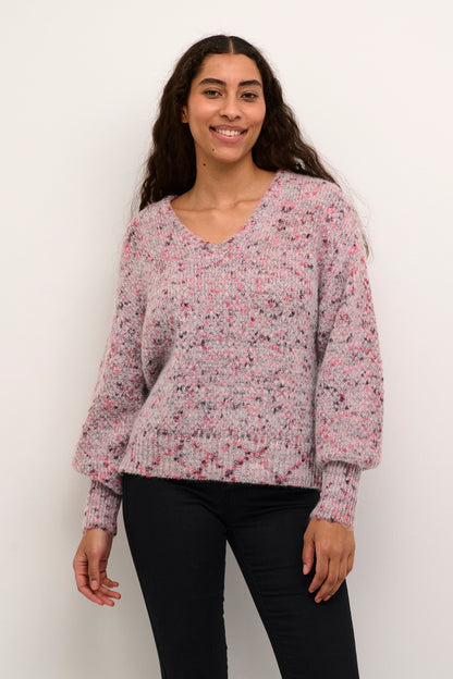 KA Giana knit pullover - grå/pink