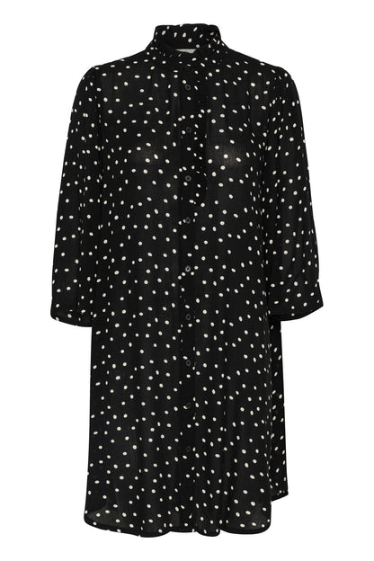 KA Vinni Amber Shirt Dress - sort m/hvide dots