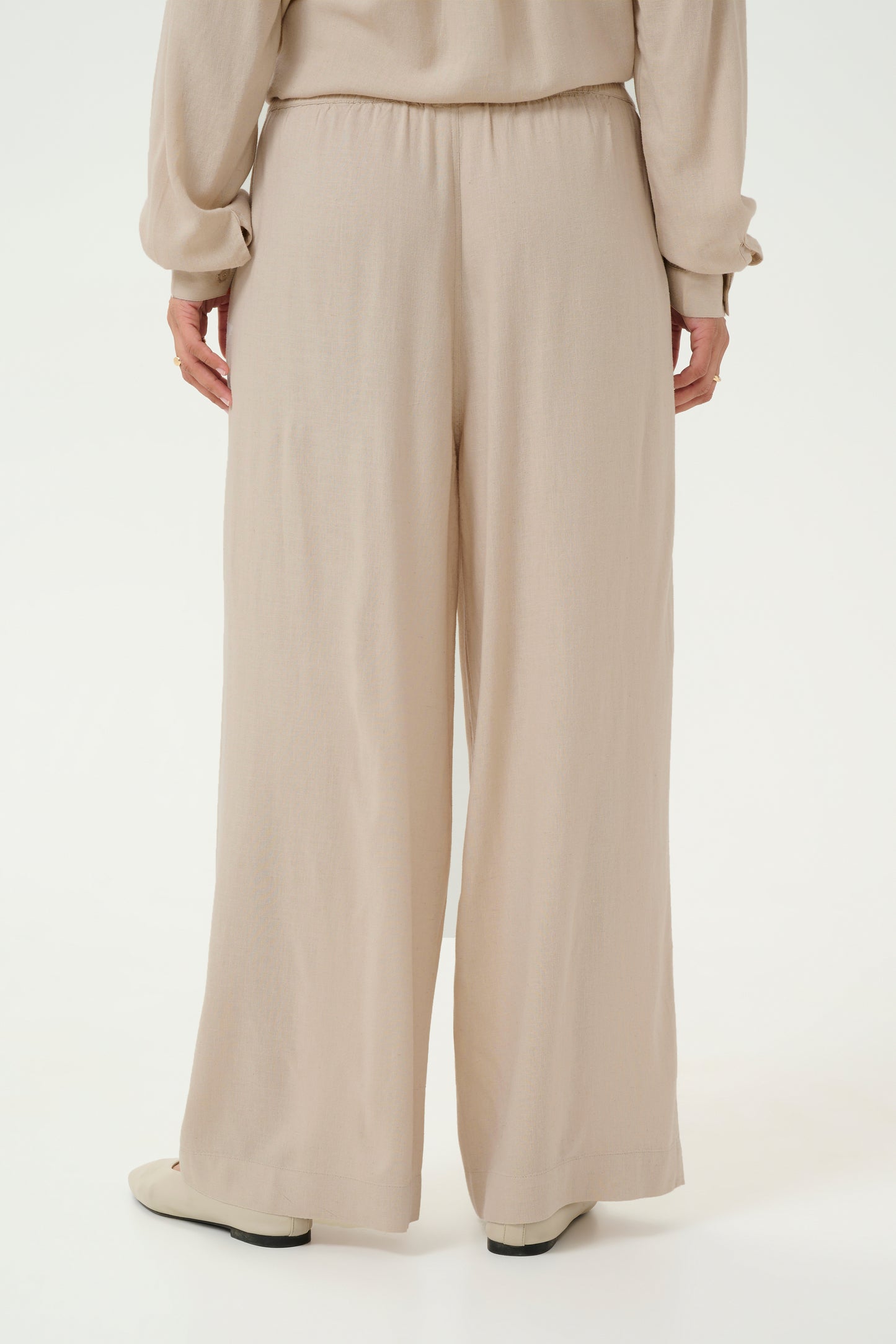 KA Milia Cropped wide hør pants - beige