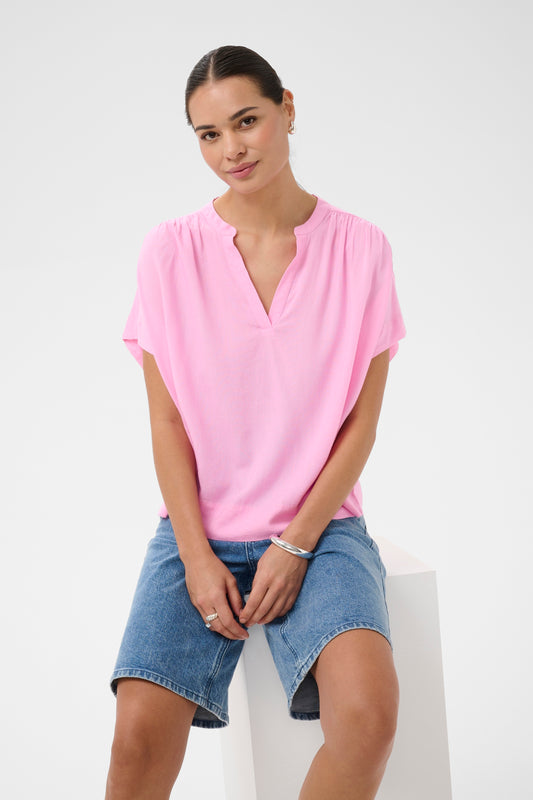 KA Milia wing SL hør blouse - pink