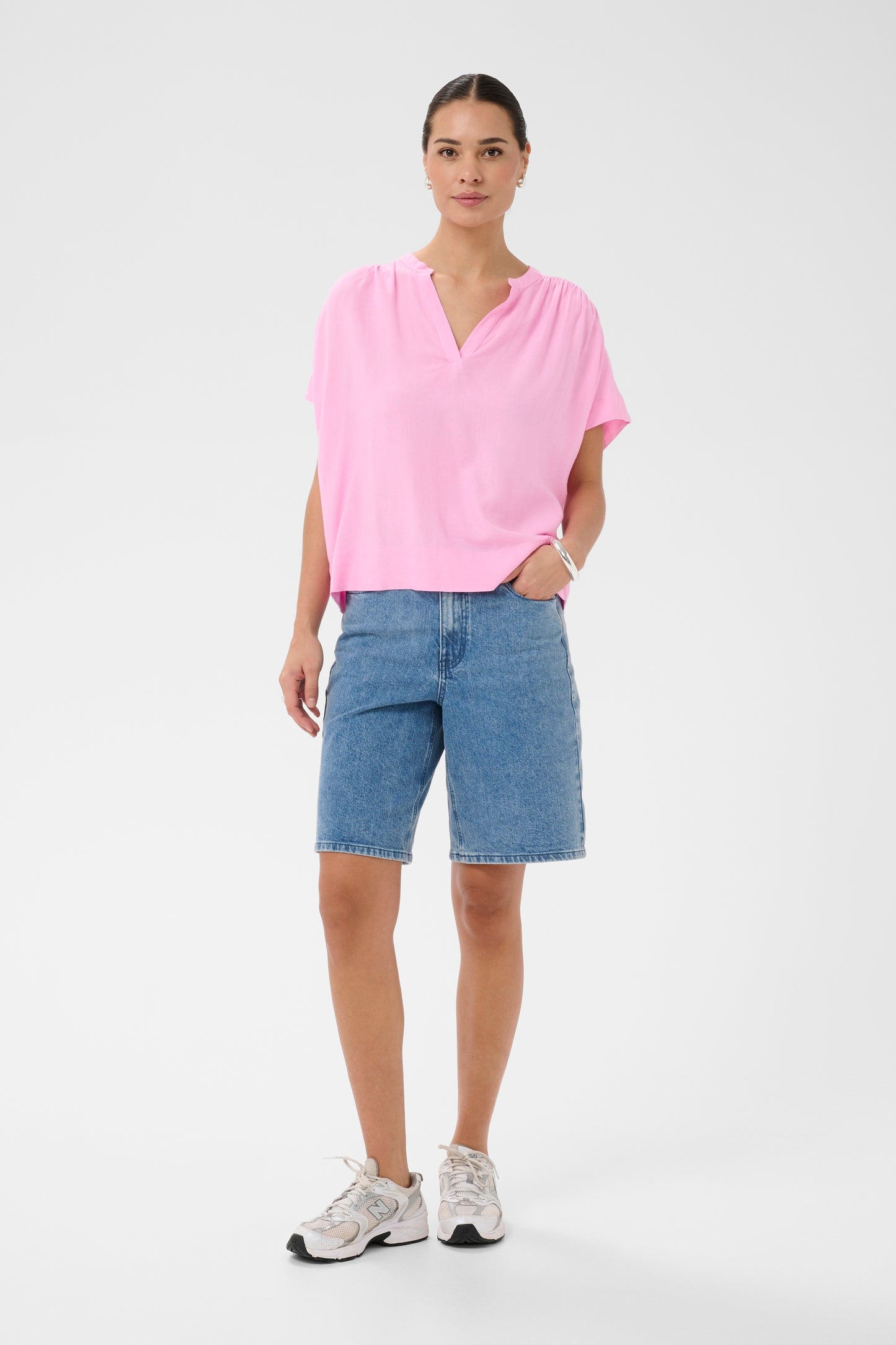 KA Milia wing SL hør blouse - pink