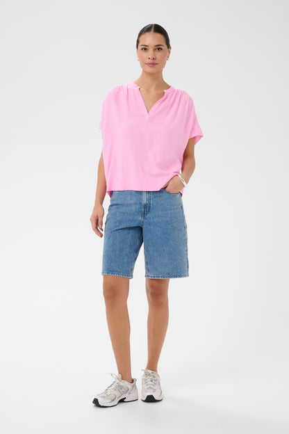 KA Milia wing SL hør blouse - pink