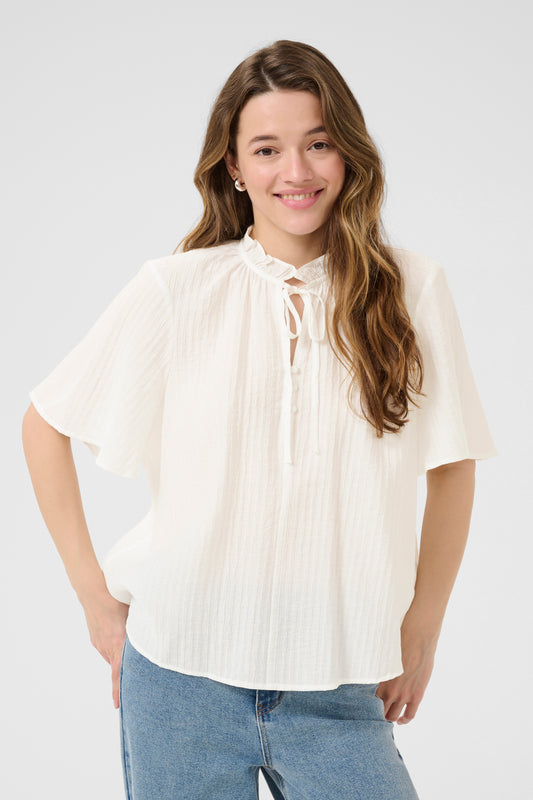 KA Liananna Blouse - hvid m/korte ærmer