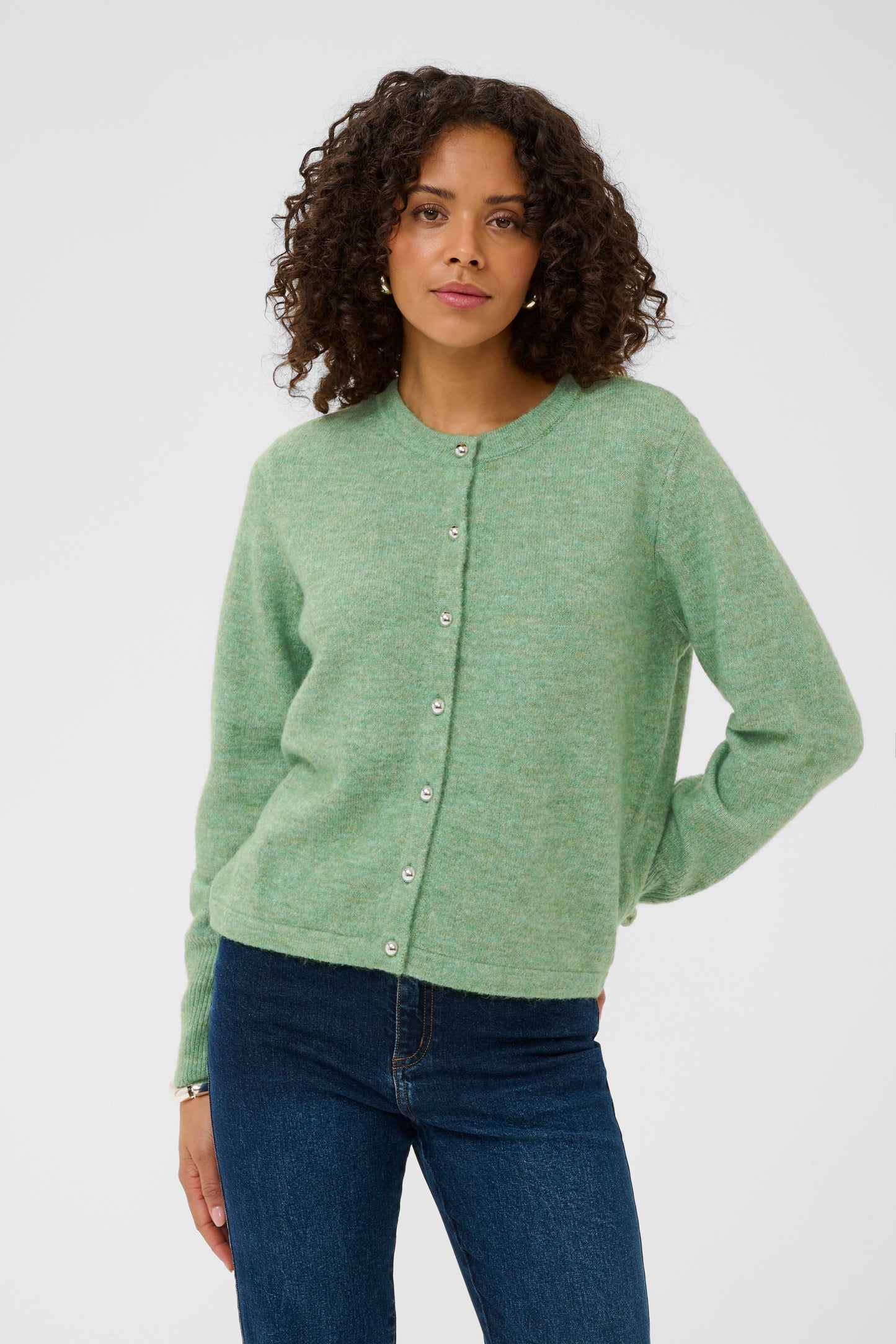 KA Niel knit Cardigan - Sea Spray melange - grøn