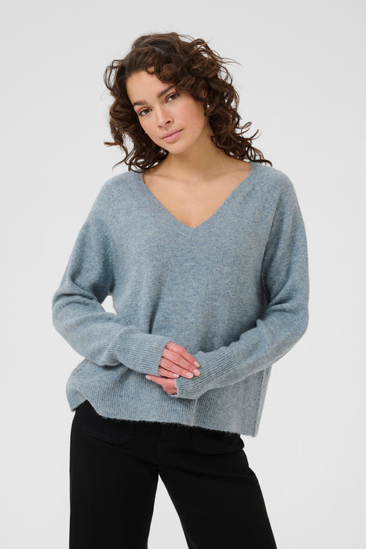 KA Niel V-neck Pullover - windward blue