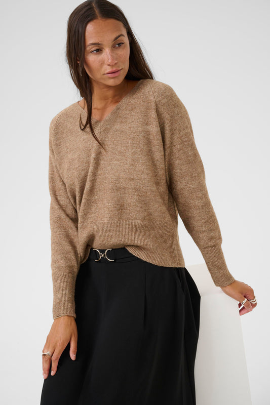 KA Niel v-neck Pullover - brun