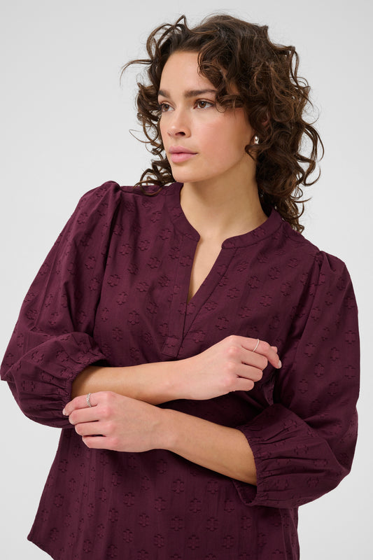 KA Enya Blouse 3/4 sleve - windsor wine
