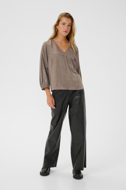 KA Ida Blouse - morel brown m/simili sten