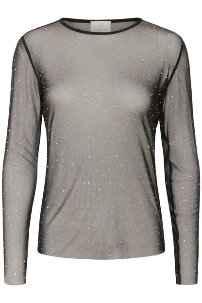 KA Stinna Mesh T-shirt - sort m/simili sten