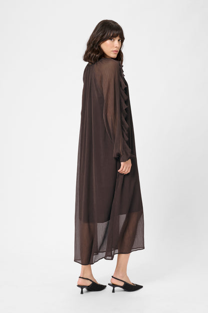 KA Mila Chiffon dress - black coffee brown