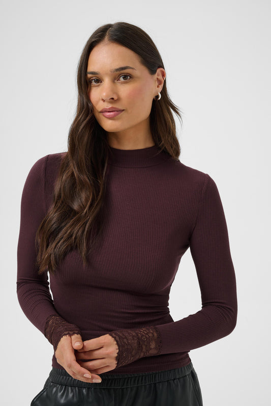 KA OMI Turtleneck T-shirt bluse - Fudge