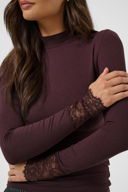 KA OMI Turtleneck T-shirt bluse - Fudge