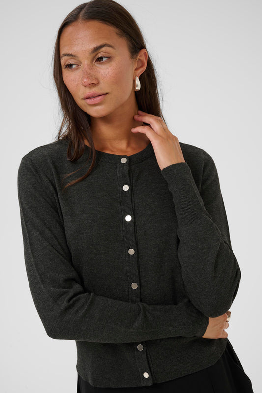 KA Lizza Solid Cardigan - dark grey melange