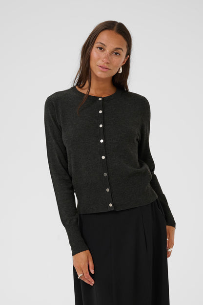 KA Lizza Solid Cardigan - dark grey melange