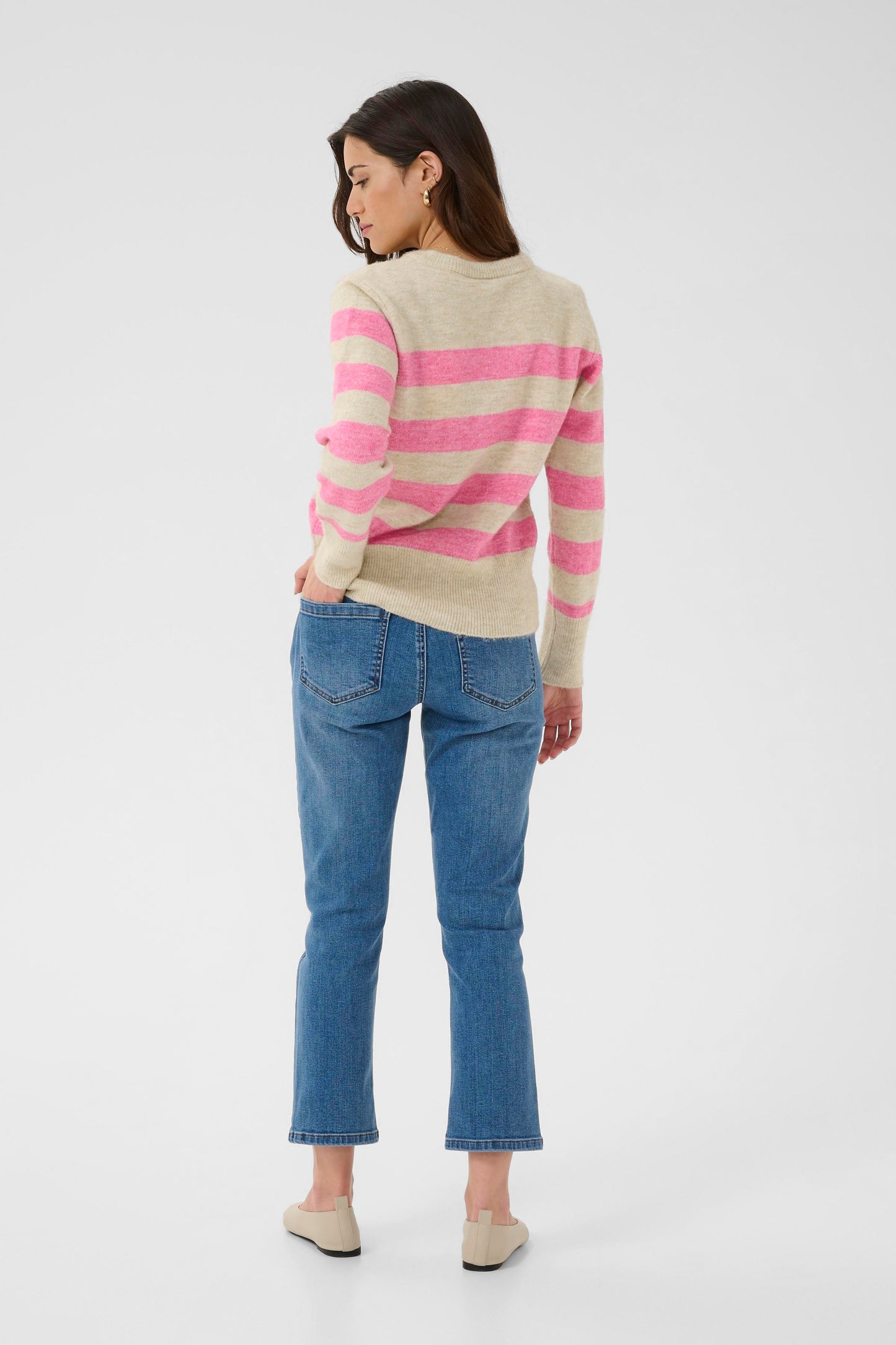 KA Niel Striped Pullover - beige/lyserød strib