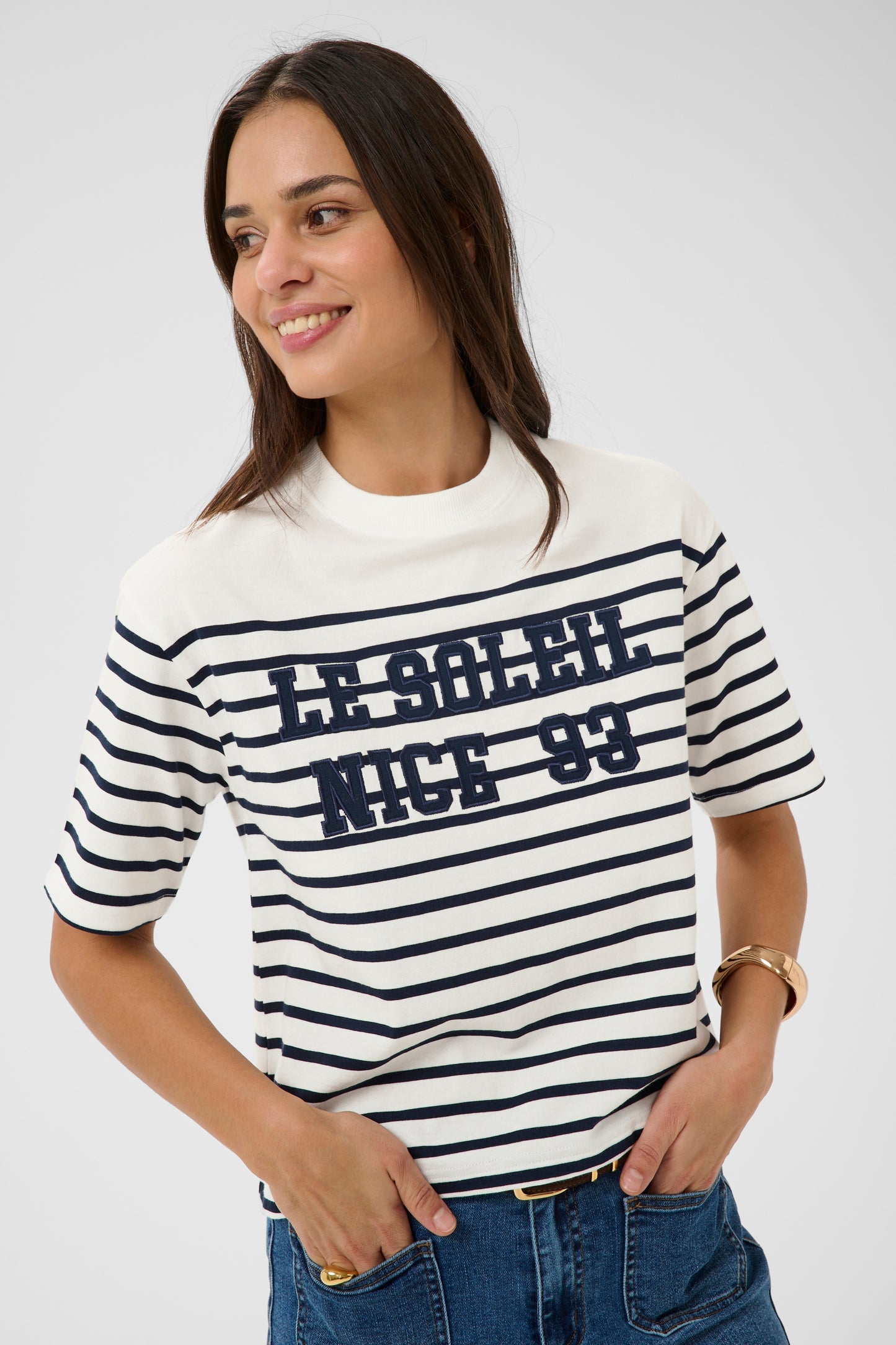 KA Nolia T-shirt - chalk/midnight blue
