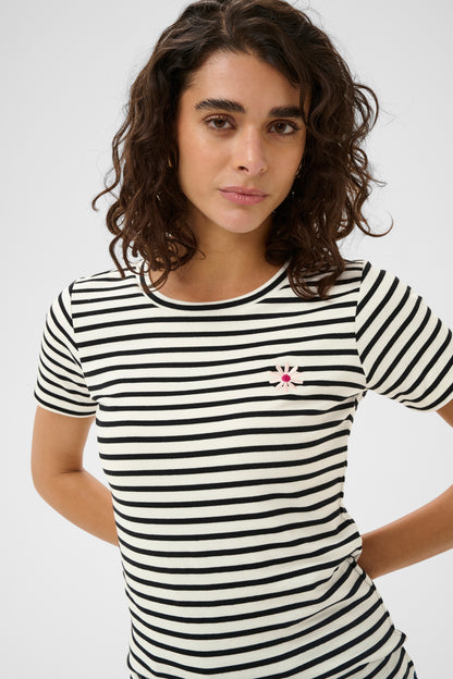 KA Liddy Flower T-shirt - chalk/black
