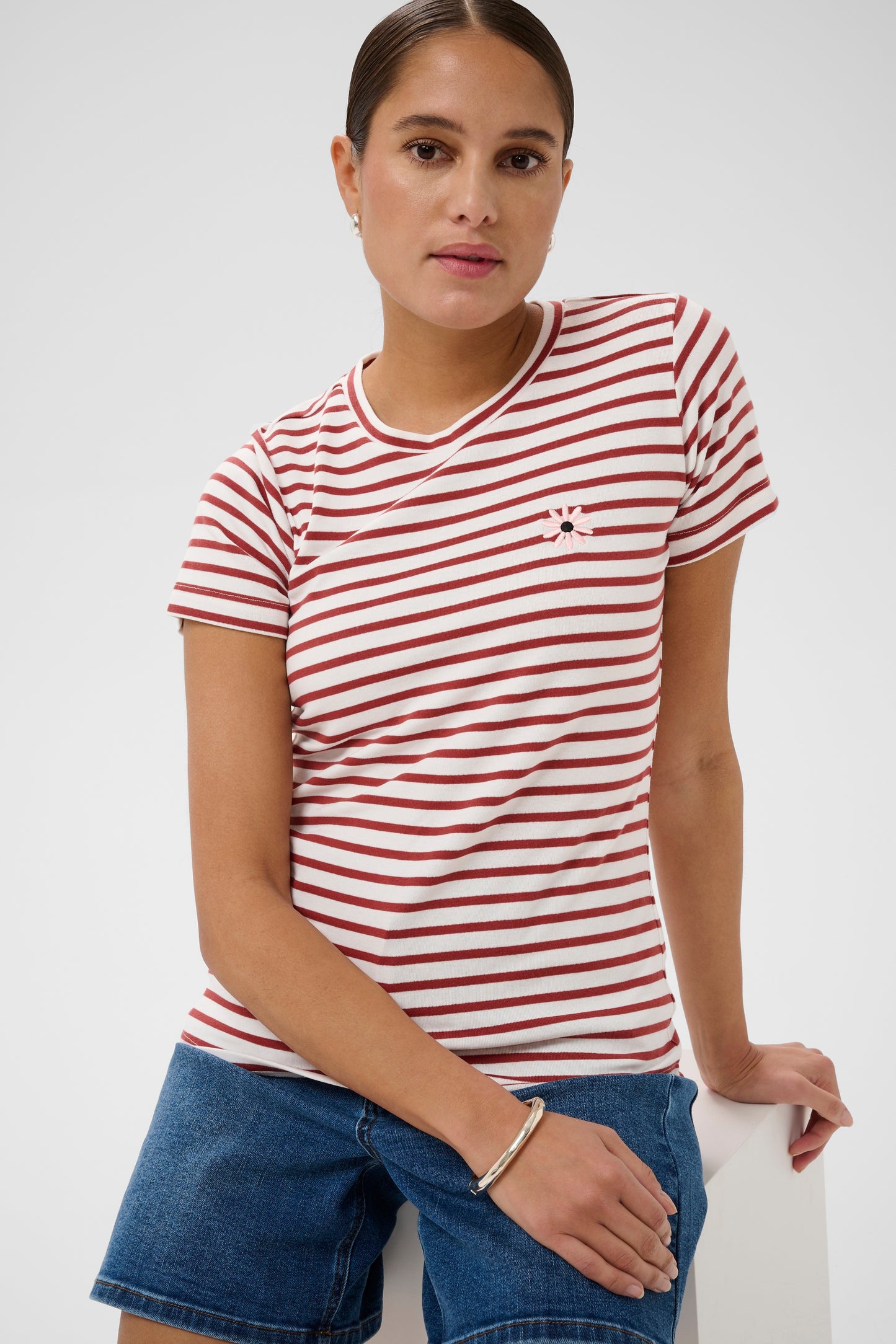 KA Liddy Flower T-shirt - chalk/henna