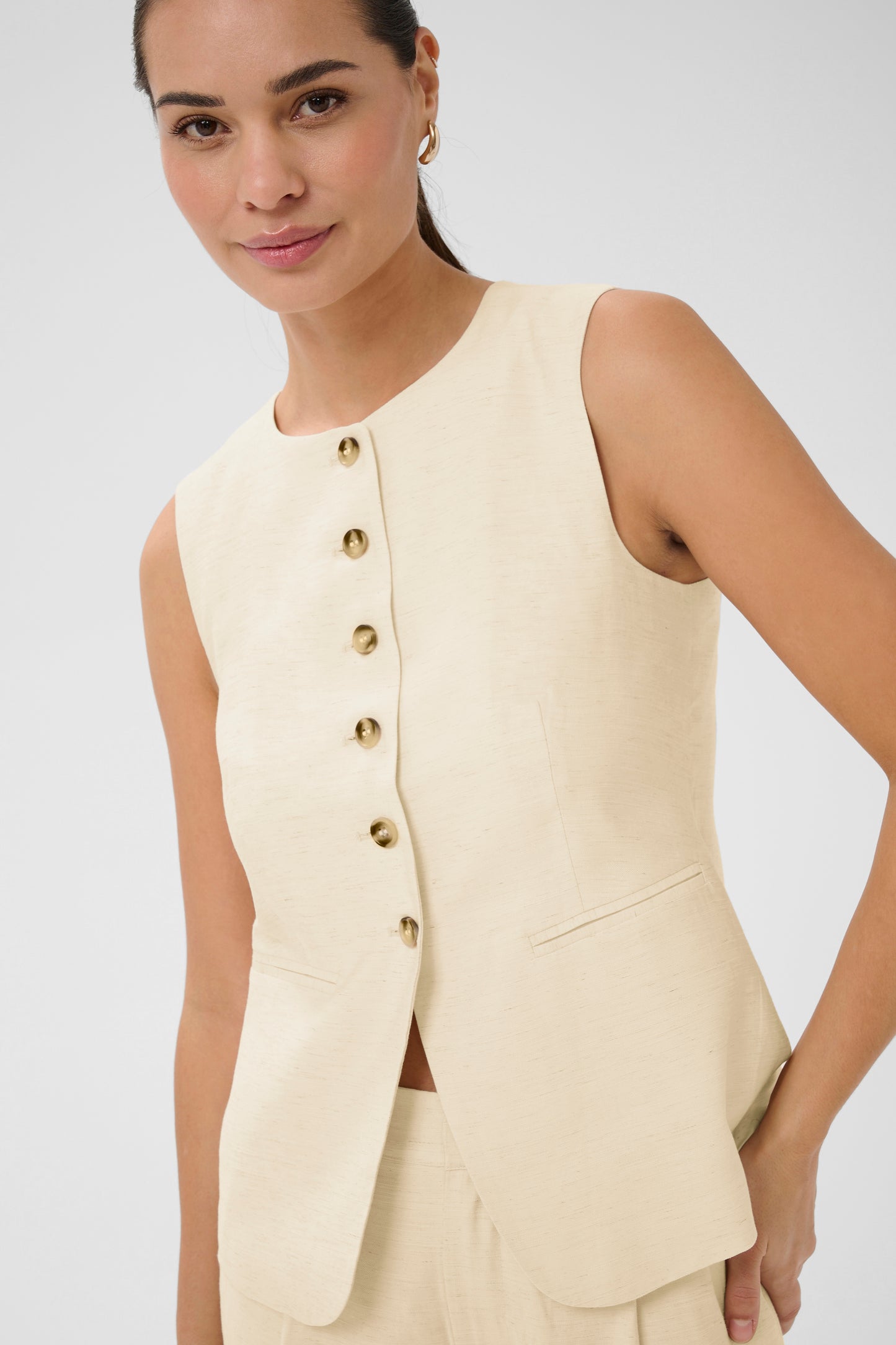 KA Annetta waist hør coat - beige