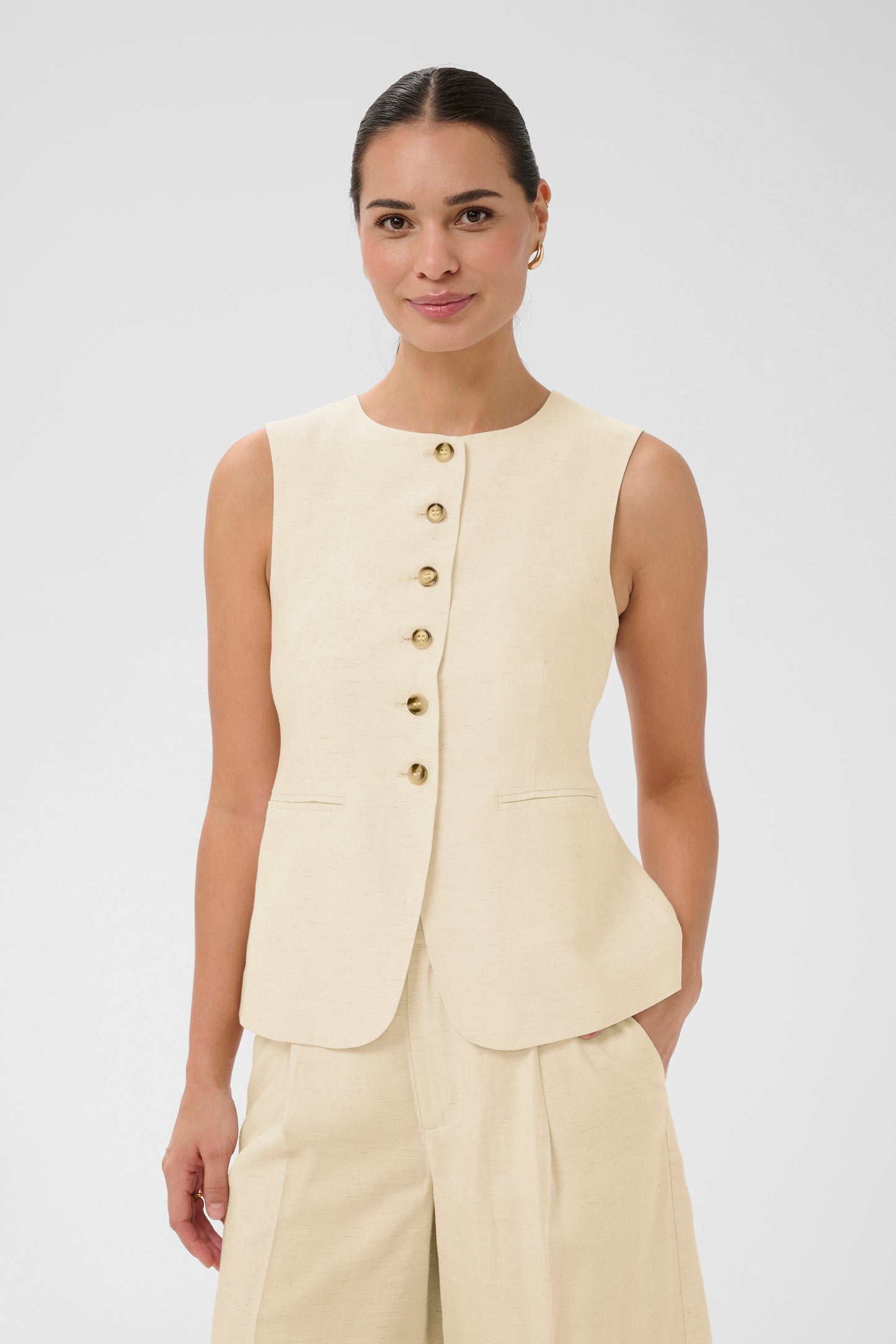 KA Annetta waist hør coat - beige