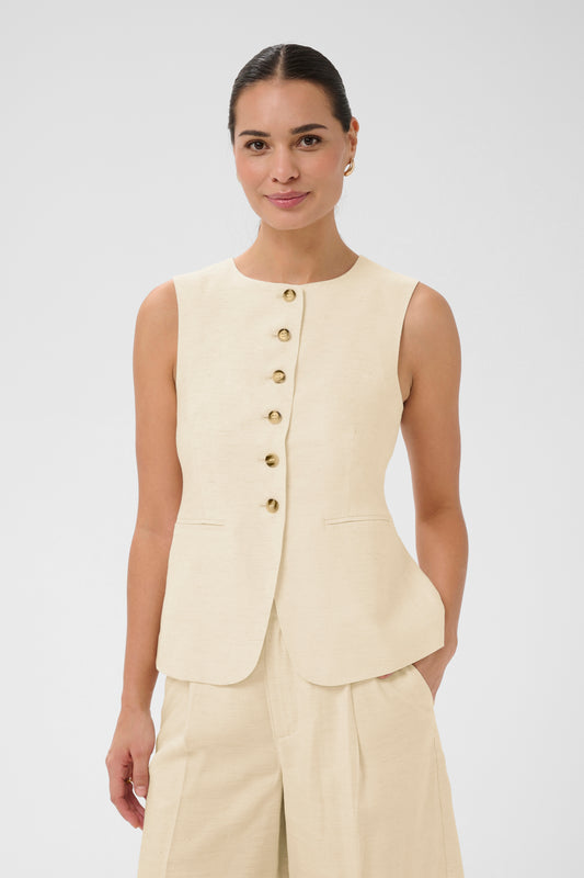 KA Annetta waist hør coat - beige