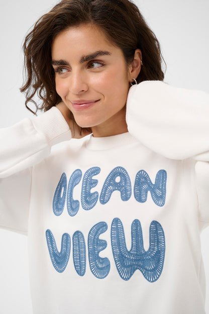 KA LILI Sweatshirt - chalk m/blå print